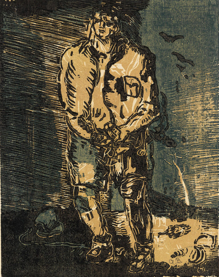 Georg Baselitz, L R, 1966, Farbholzschnitt von drei Stöcken auf weißem Zeichenpapier, 42 x 33 cm, Museum Morsbroich, Leverkusen