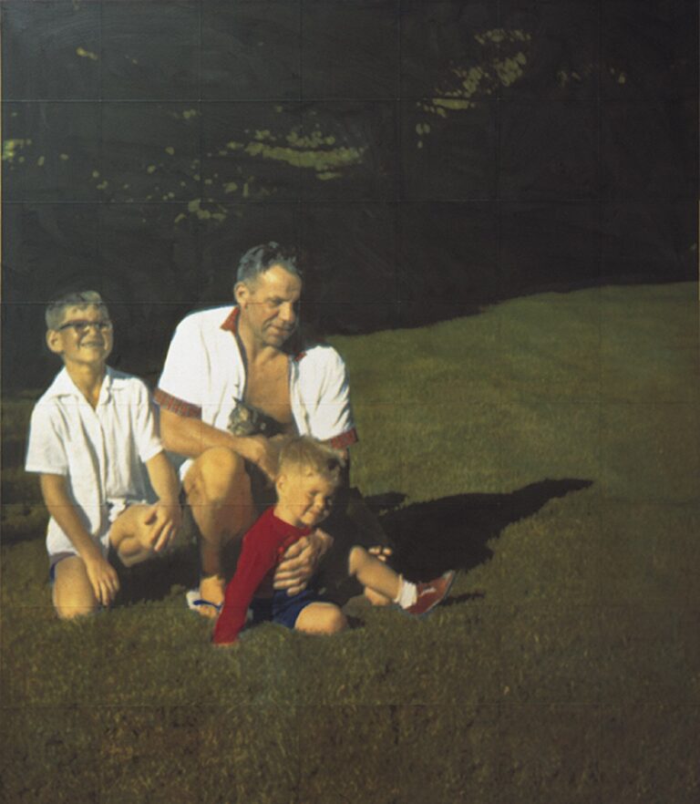 Isca Greenfield-Sanders, Ray and the boys, 2003, Mixed Media, Öl auf Leinwand, Museum Morsbroich, Leverkusen