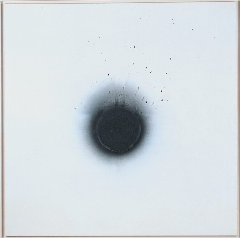 Otto Piene, La lune en rodage, 1961/1967, oil, smoke and soot on canvas, Museum Morsbroich, Leverkusen